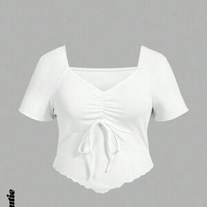 Plus Size  Jacquard Women White Spring Tops